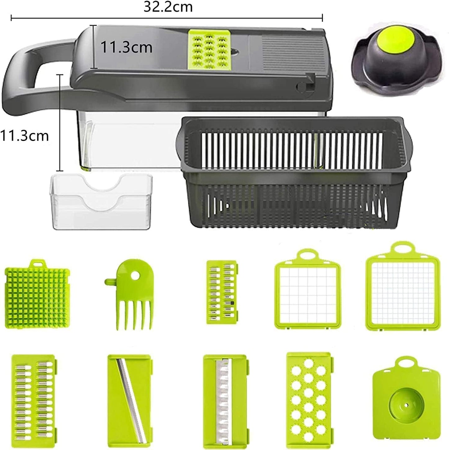 Vegetable Chopper  Multi-Function Kitchen  7 Replaceable Stainless Steel Vegetable Cutter