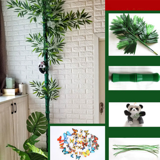 Simulated Bamboo Bark And Green Flowers