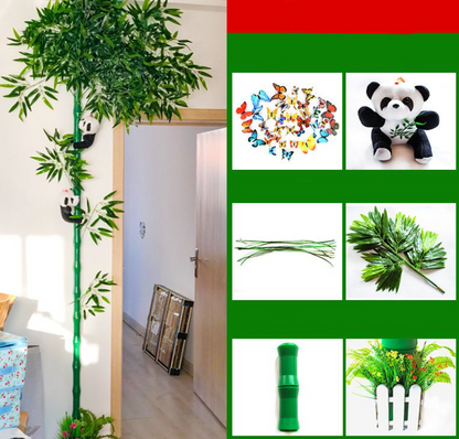 Simulated Bamboo Bark And Green Flowers