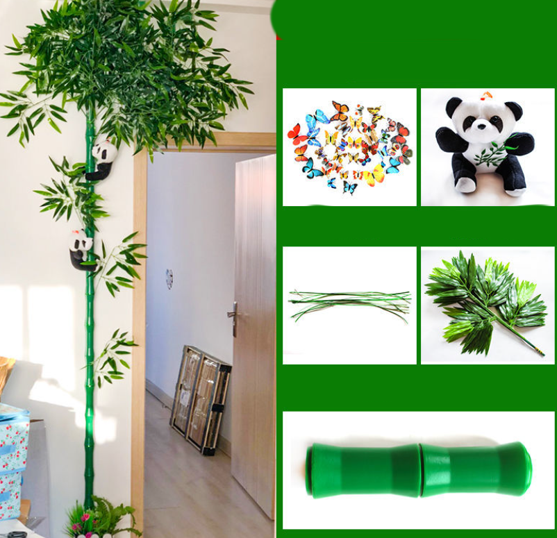 Simulated Bamboo Bark And Green Flowers