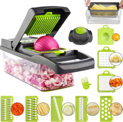 Vegetable Chopper  Multi-Function Kitchen  7 Replaceable Stainless Steel Vegetable Cutter